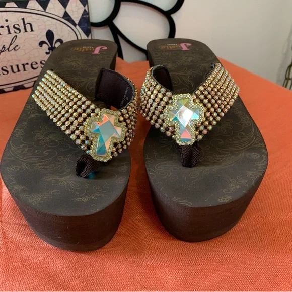 Justin Ladies Platform Flip Flop Sandals - Picture 2 of 14